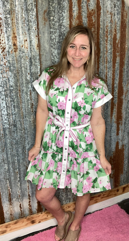 Botanical Print Mini Dress