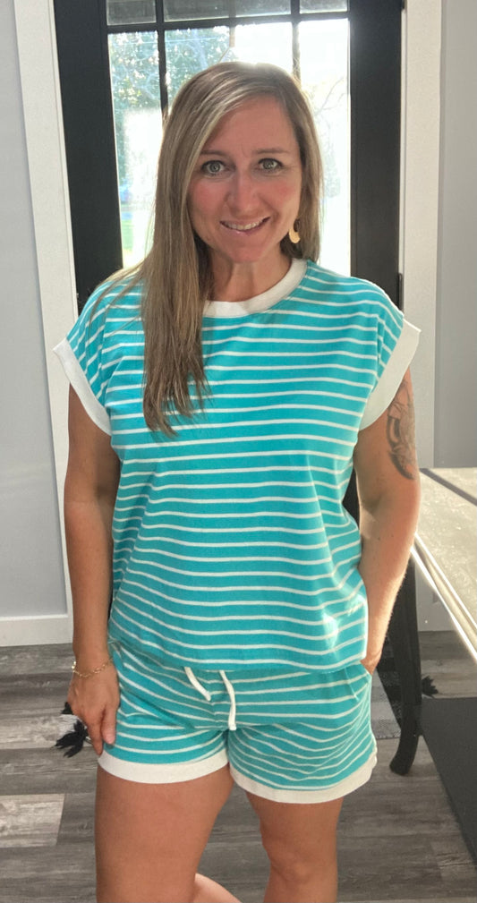 Turquoise Striped Set