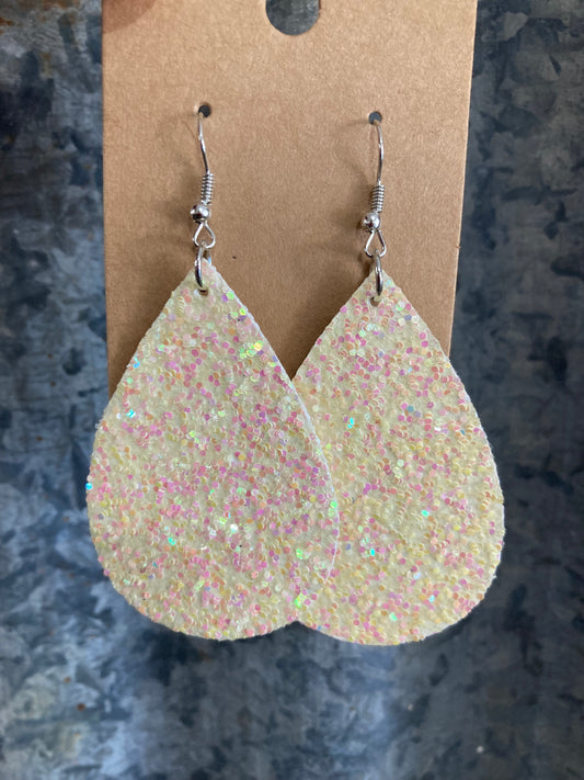 Creamed Sparkle Teardrop Dangles