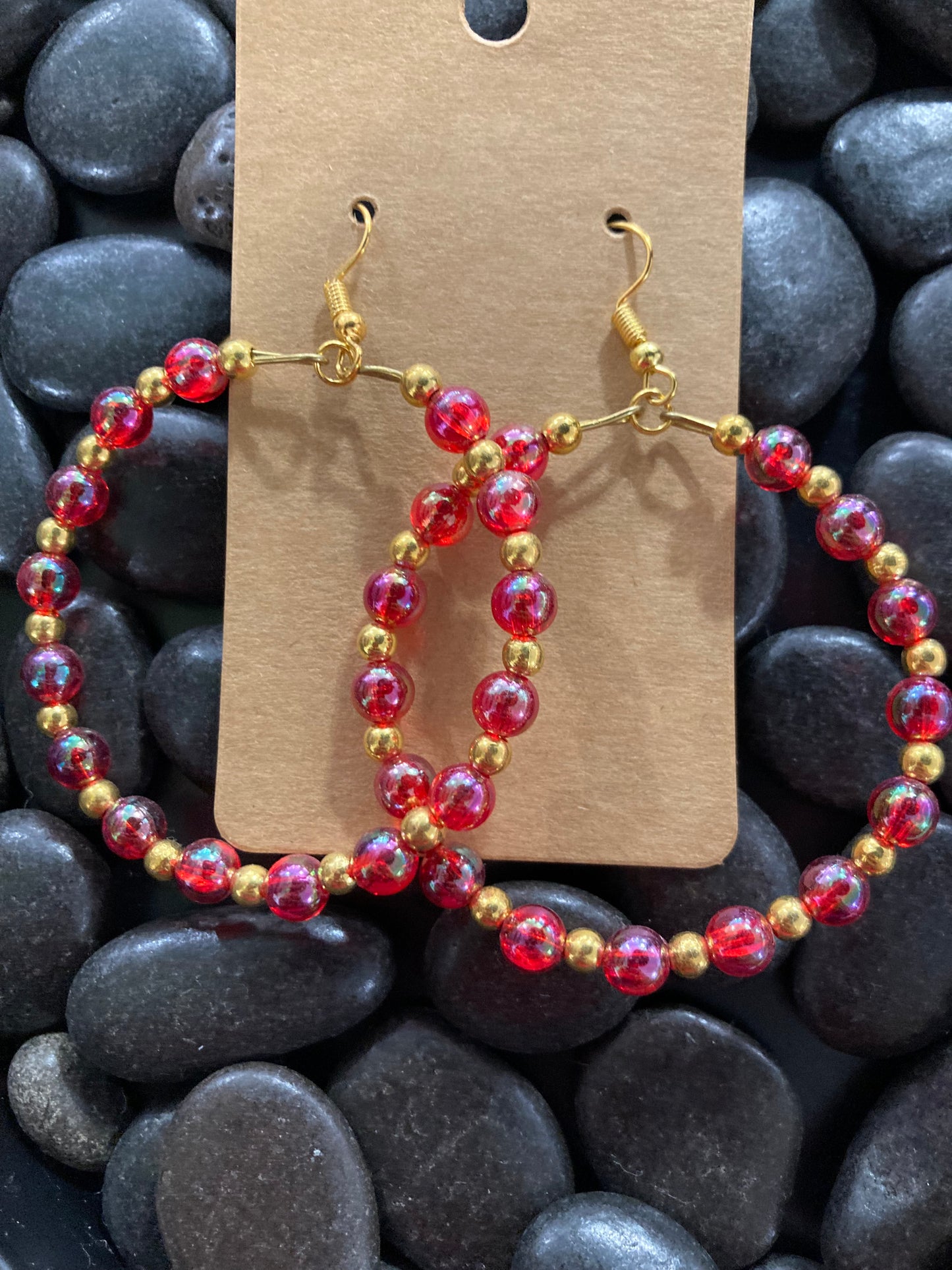 Candied Red Beaded Earrings