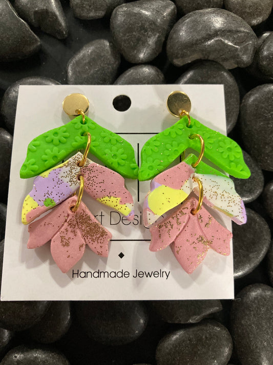 Lime Layered Leaf Dangles