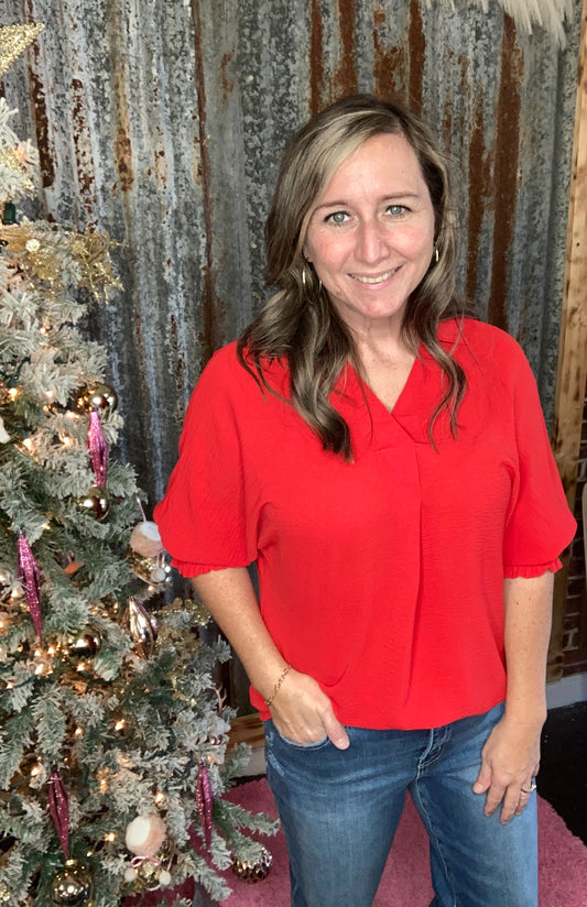 Red Collared Blouse