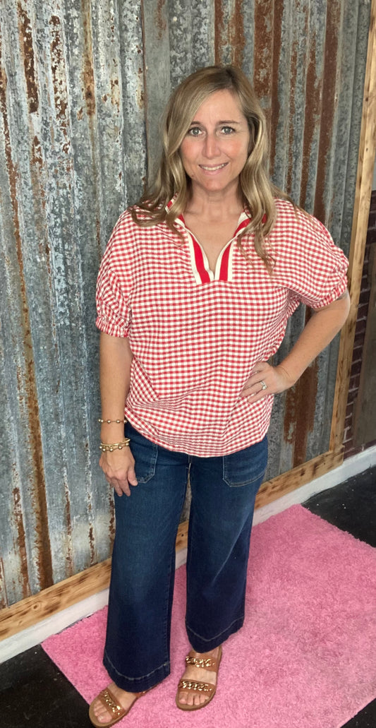 Red Plaid Top