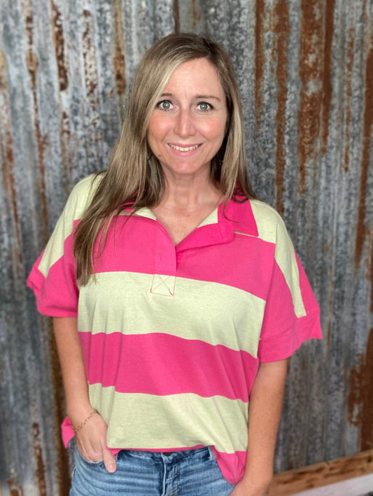 Hot Pink Striped Top