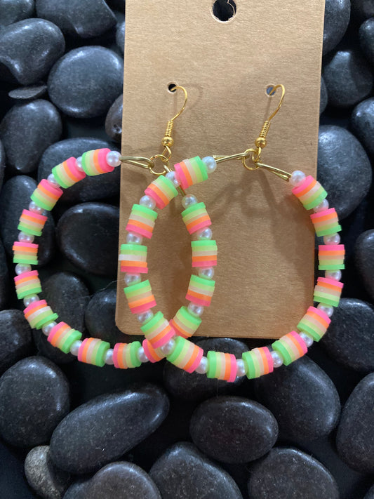 Neon Blended Color Beaded Earrings