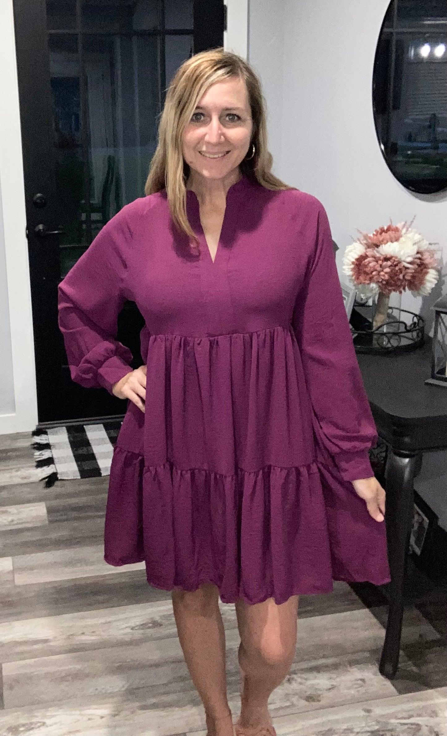 Purple Long Sleeve Dress