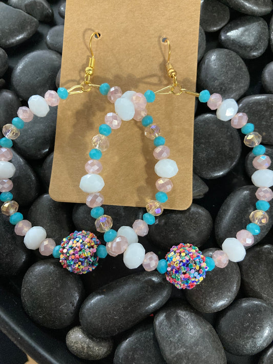 Big Colorful Pastel Beaded Earrings