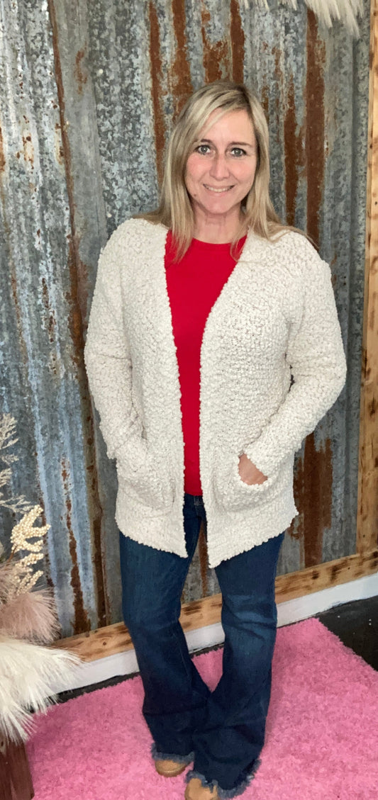 Sand Beige Popcorn Cardigan