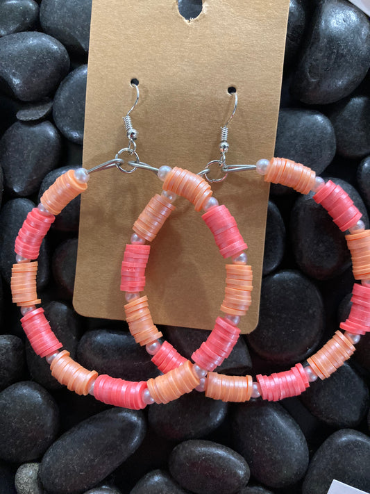 Coral Peachy Beaded Earrings