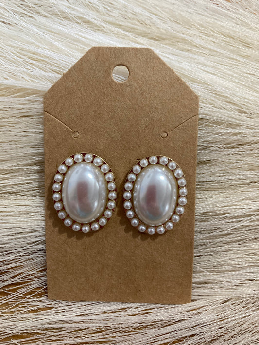 Oblong Pearl Earrings