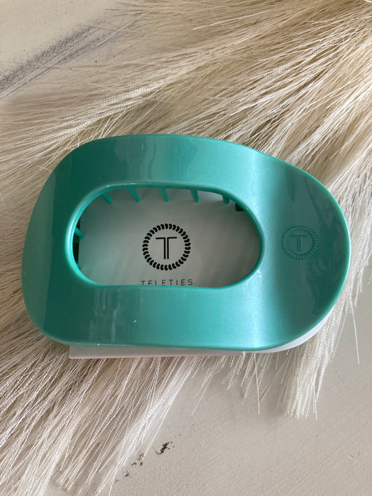 Large Totally Turquoise Round Flat Hair Clip