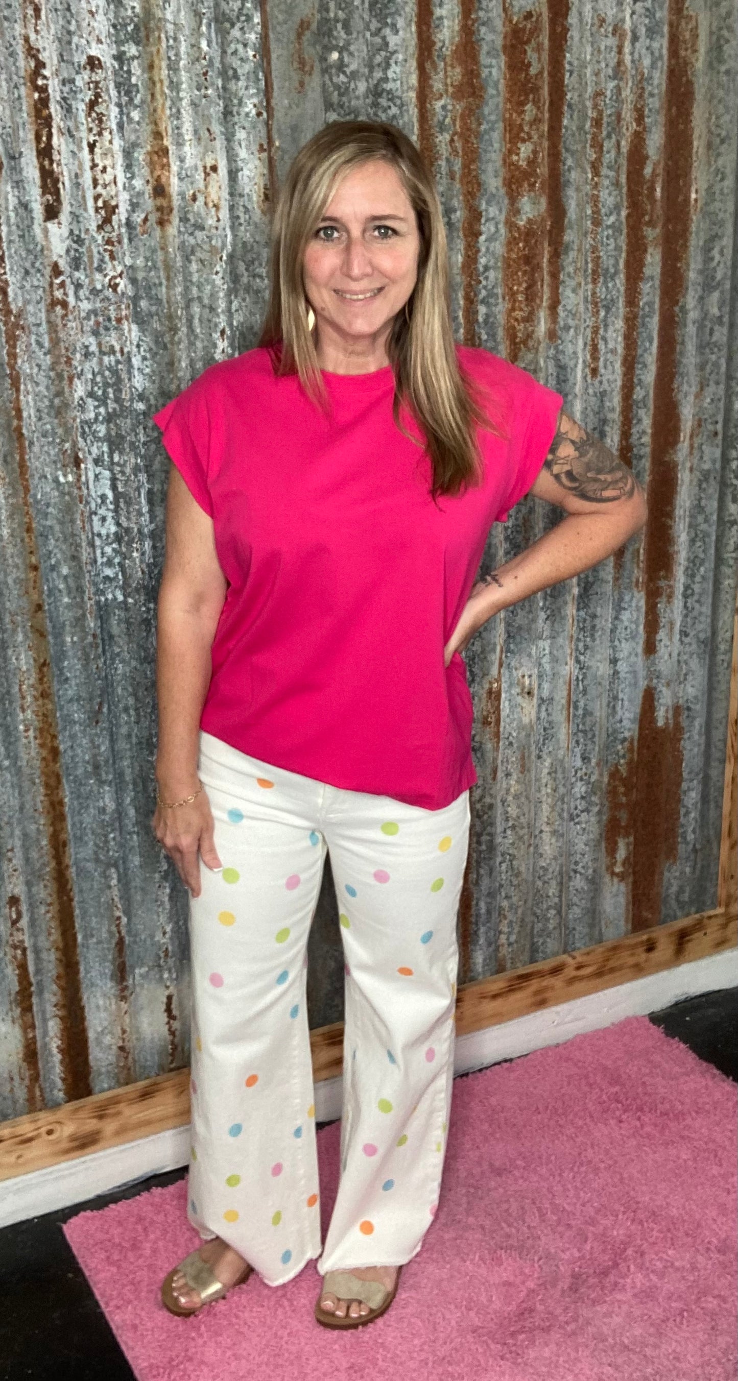 Pastel Polkadot Wide Leg Jeans