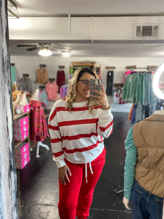 Striped Red Jogger Set