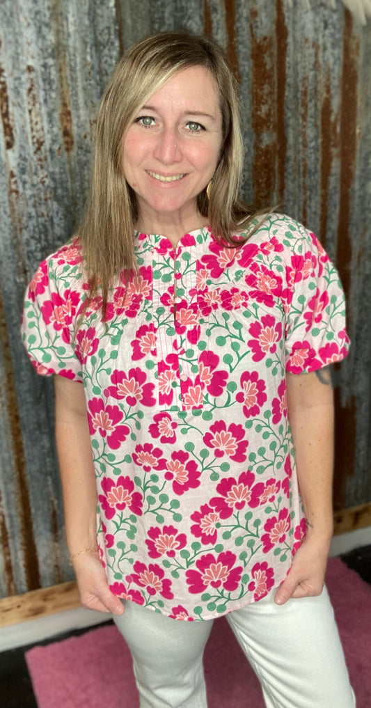 Fuschia Floral Top