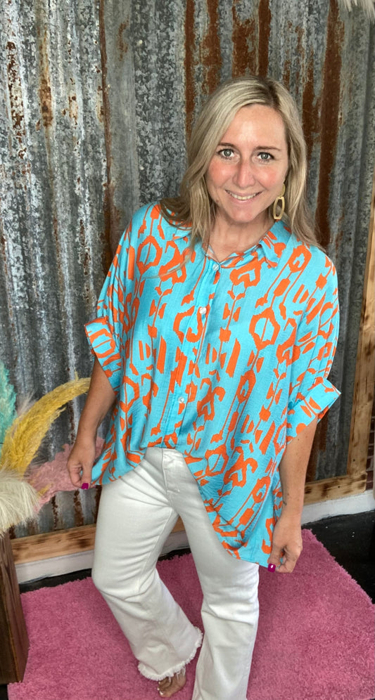 Abstract Dolman Top