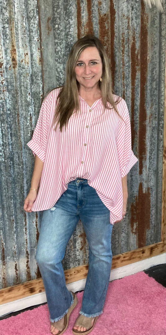 Hot Pink Striped Top