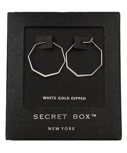 White/Gold 20mm Octagon Hoops