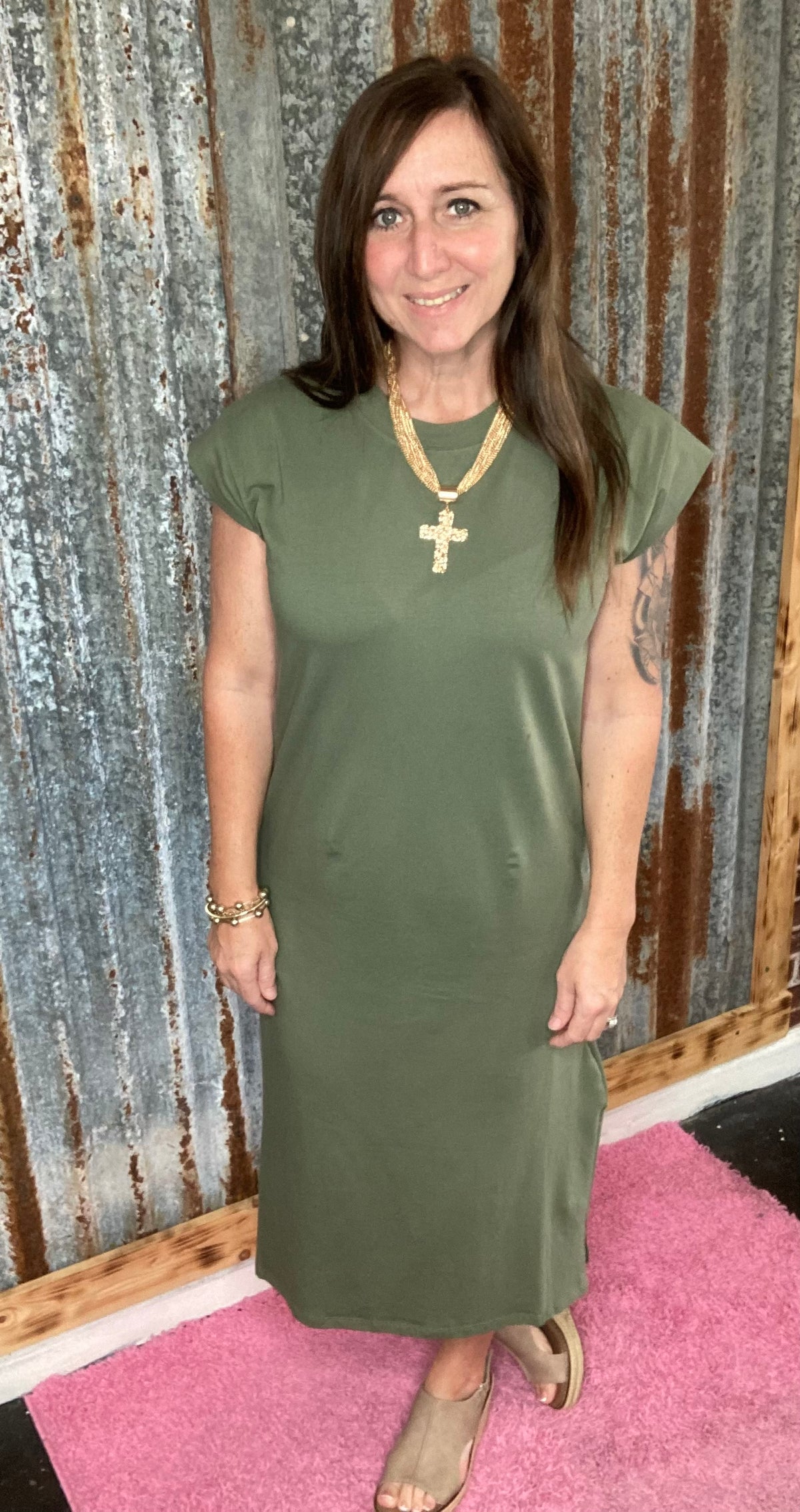 Lt Olive Midi Dress