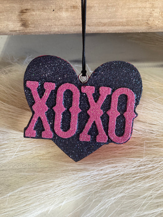 Pink Black XOXO Heart Car Freshie