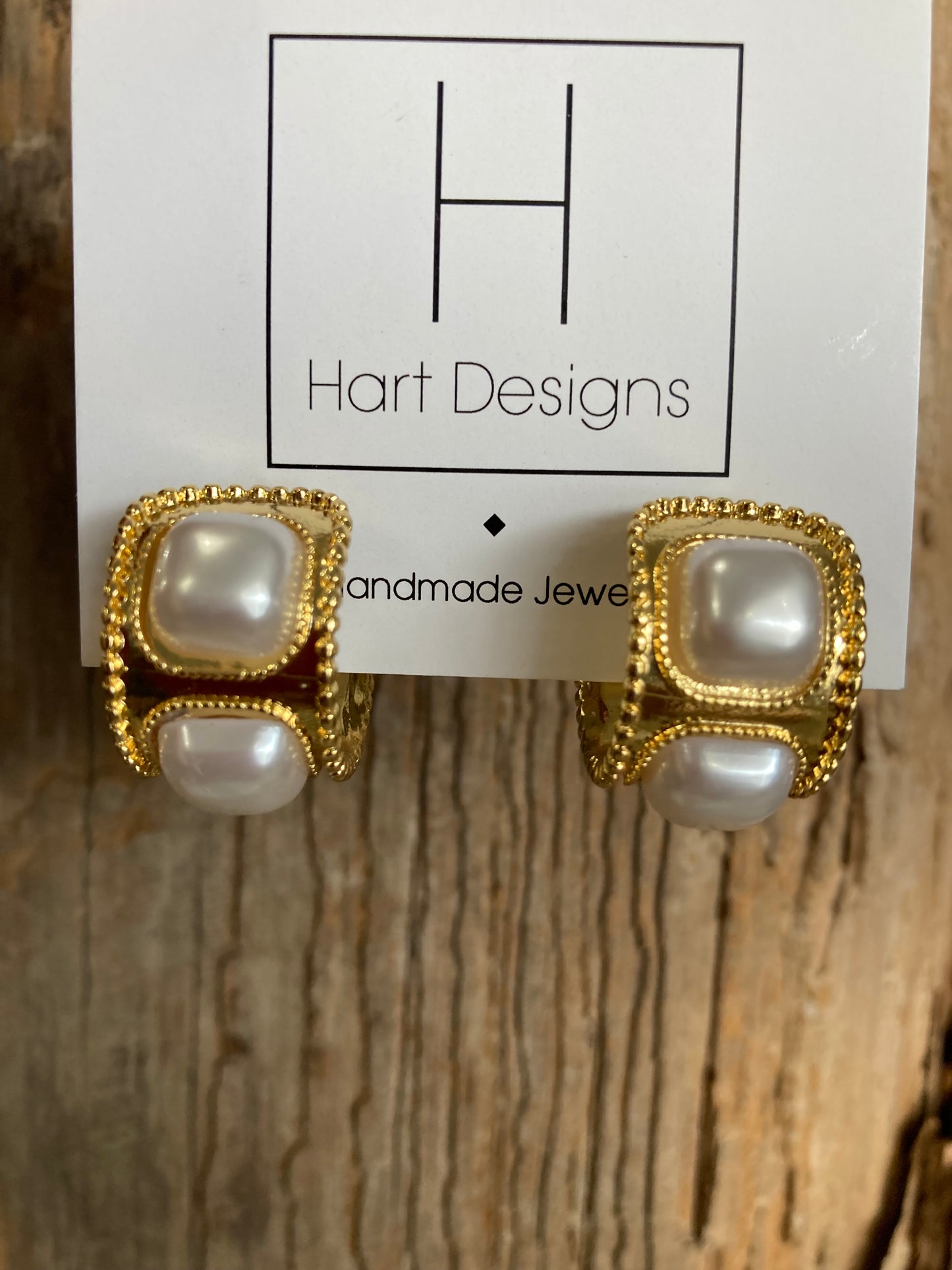 Pearled Curled Gold Hoops