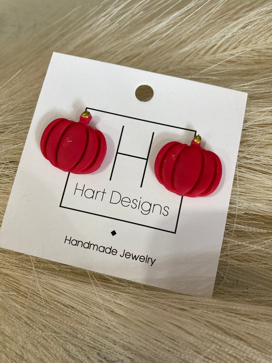 Red Pumpkin Gold Studs