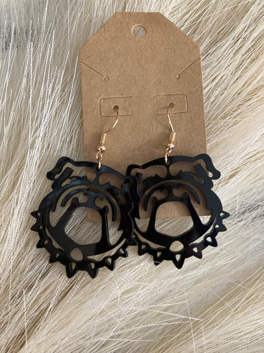 Black Bulldog Head Earrings