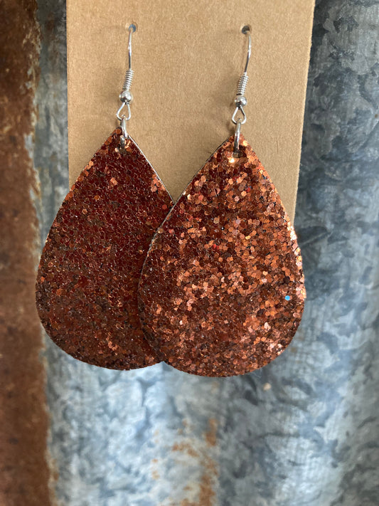 Brown Sparkle Teardrop Earrings