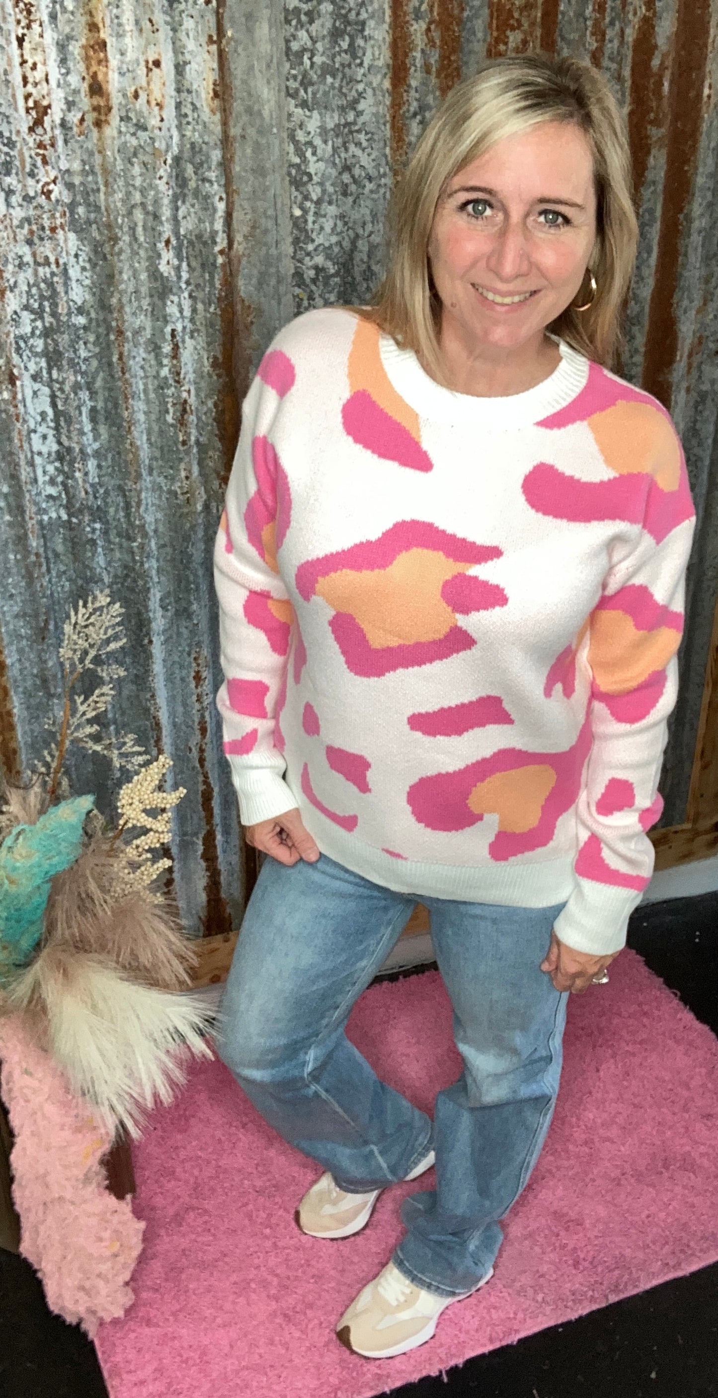 Pink Playful Leopard Sweater