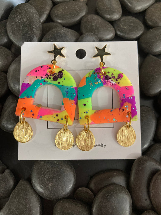 Star Stud Vibrant Colorful Dangles