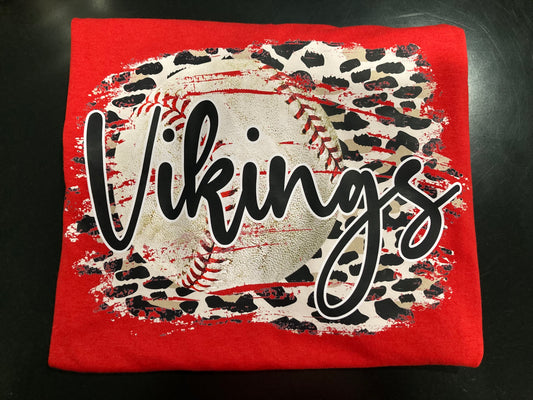 Red Vikings Baseball Tee