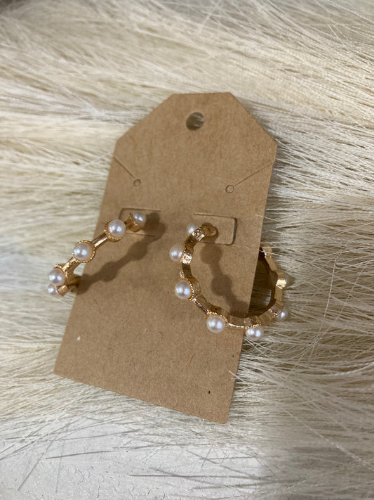 Open Pearl Gold Hoop