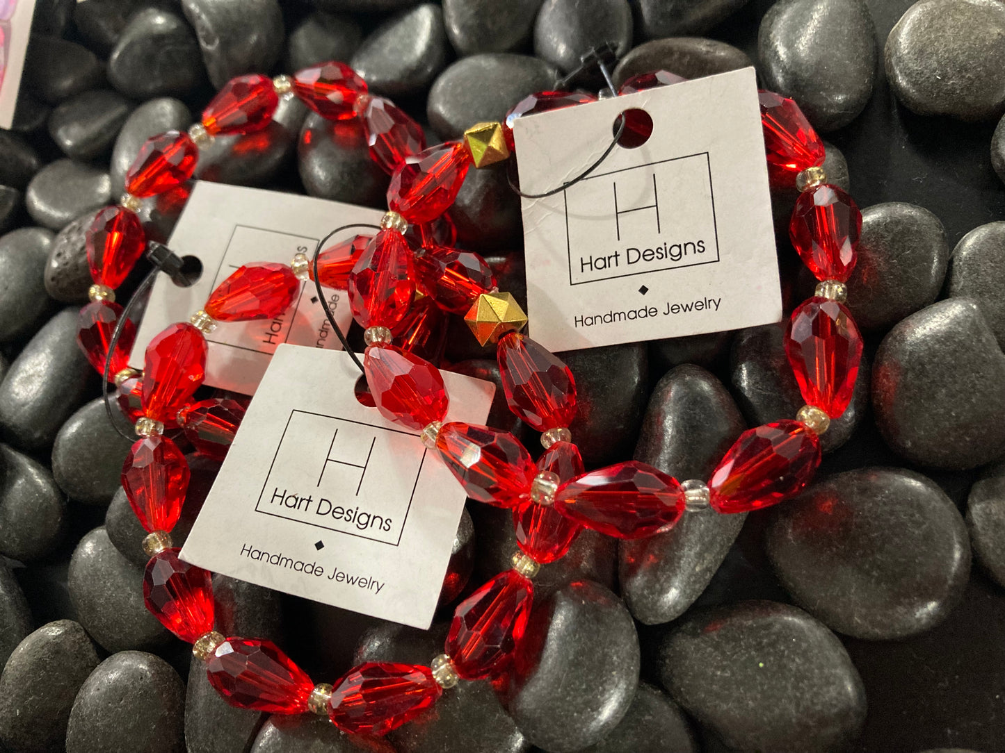 Red Gem Beaded Single Bracelet