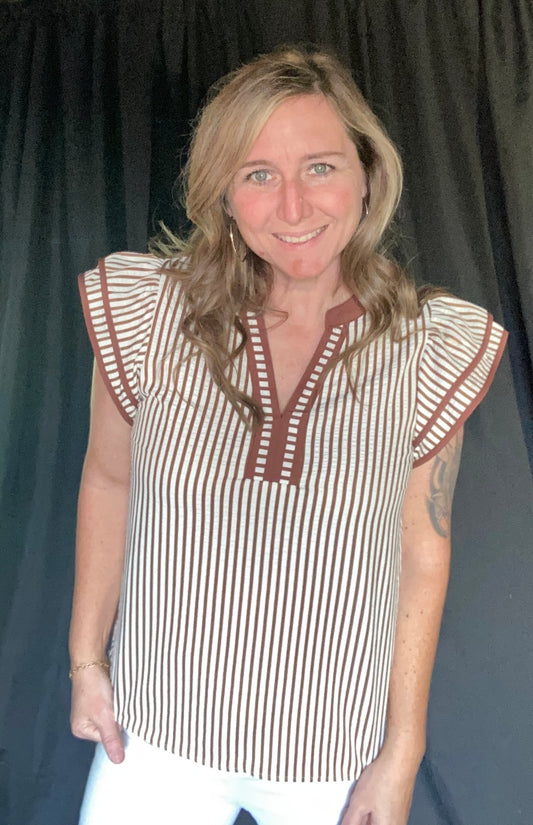 Khaki Striped Top
