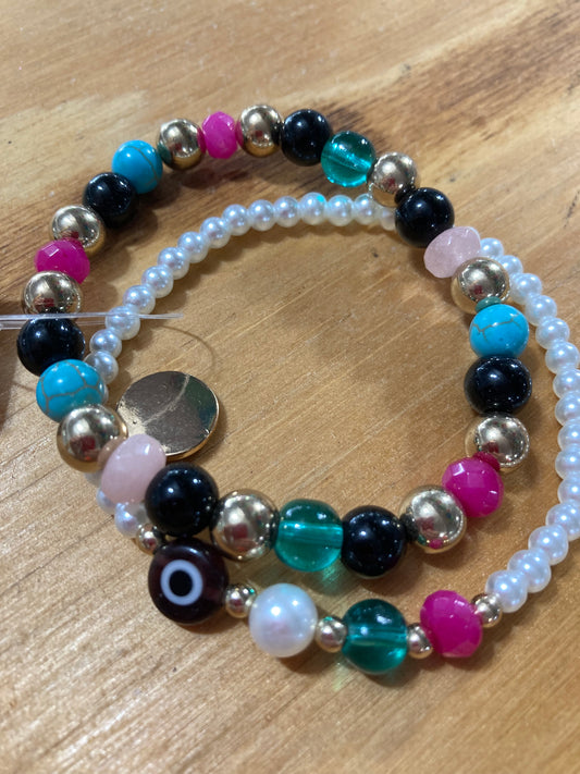 Multicolored Bracelet Pearl Set