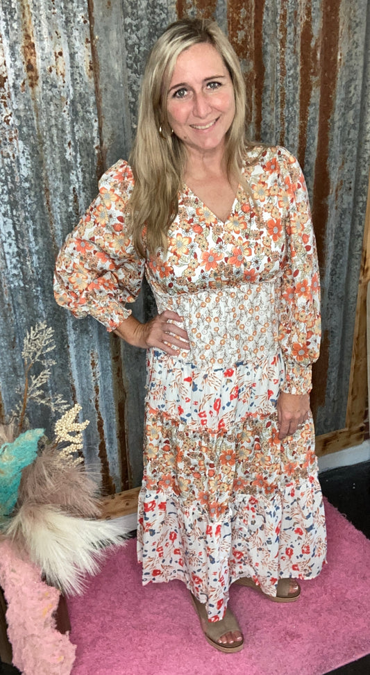 Khaki Floral Dress
