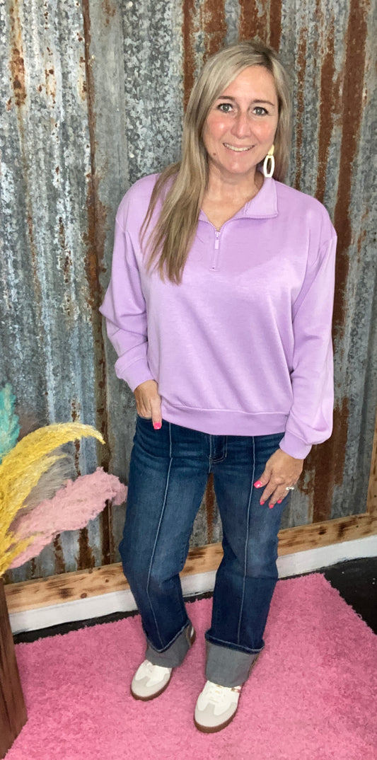 Lavender Scuba Half Zip Pullover