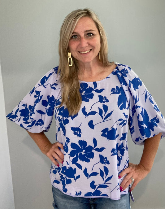 Lavender/Blue Floral Top