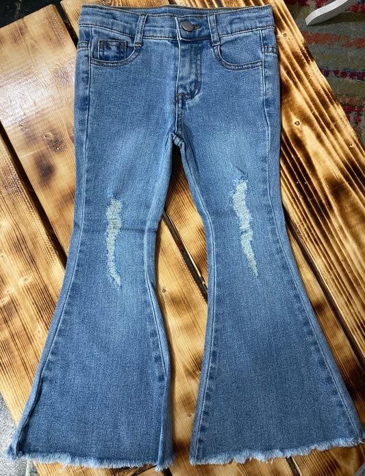 Girls Distressed Flare Jeans