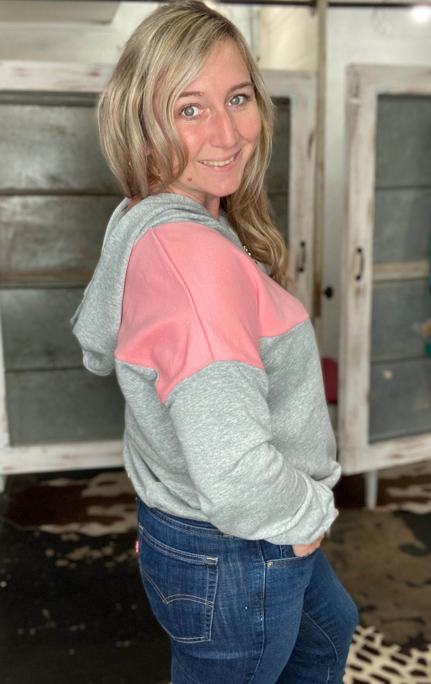 Gray/pink Zip Hoodie