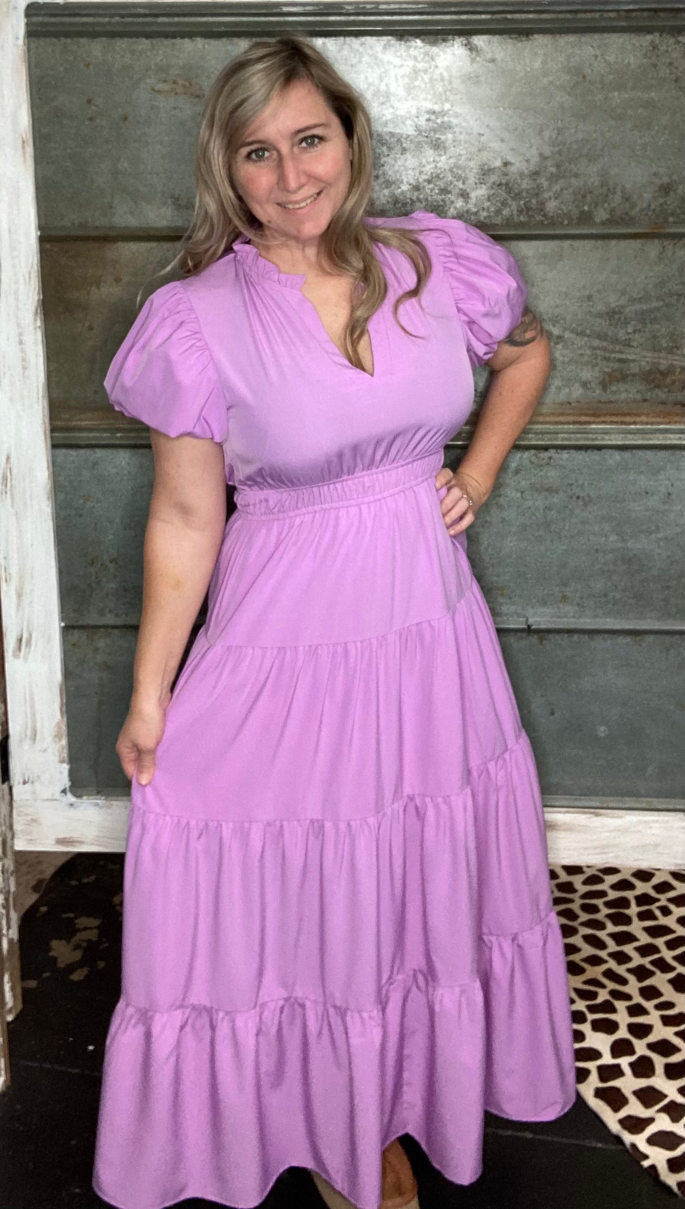 Lavender tiered maxi Dress