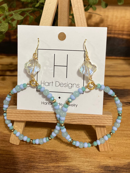 Blue beaded hoops