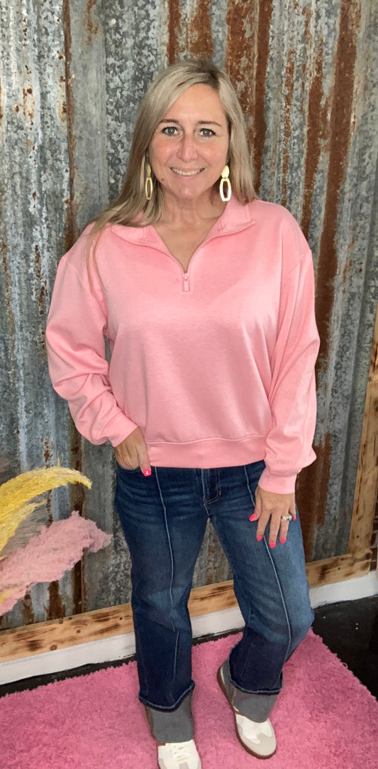 Dark Pink Scuba Half Zip Pullover