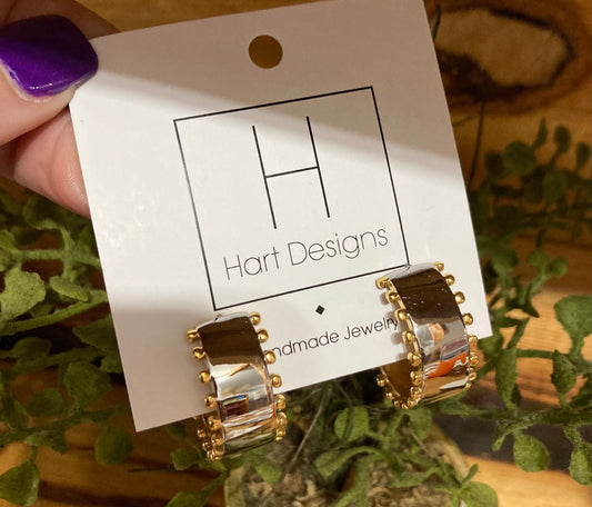 Silver hoops w/ gold detail