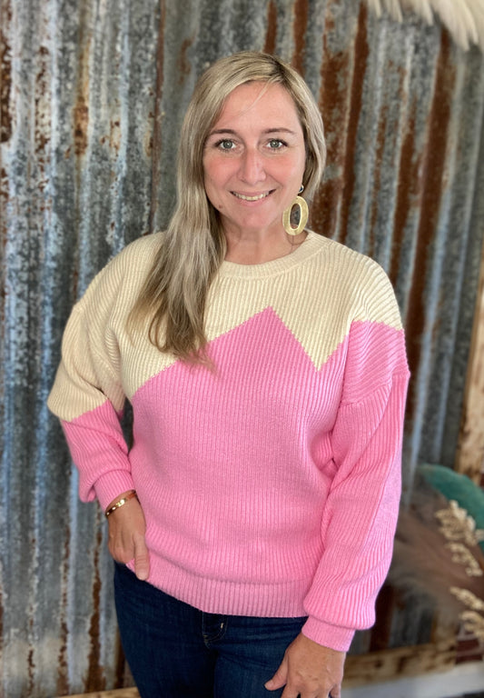 Colorblock pink/cream Sweater