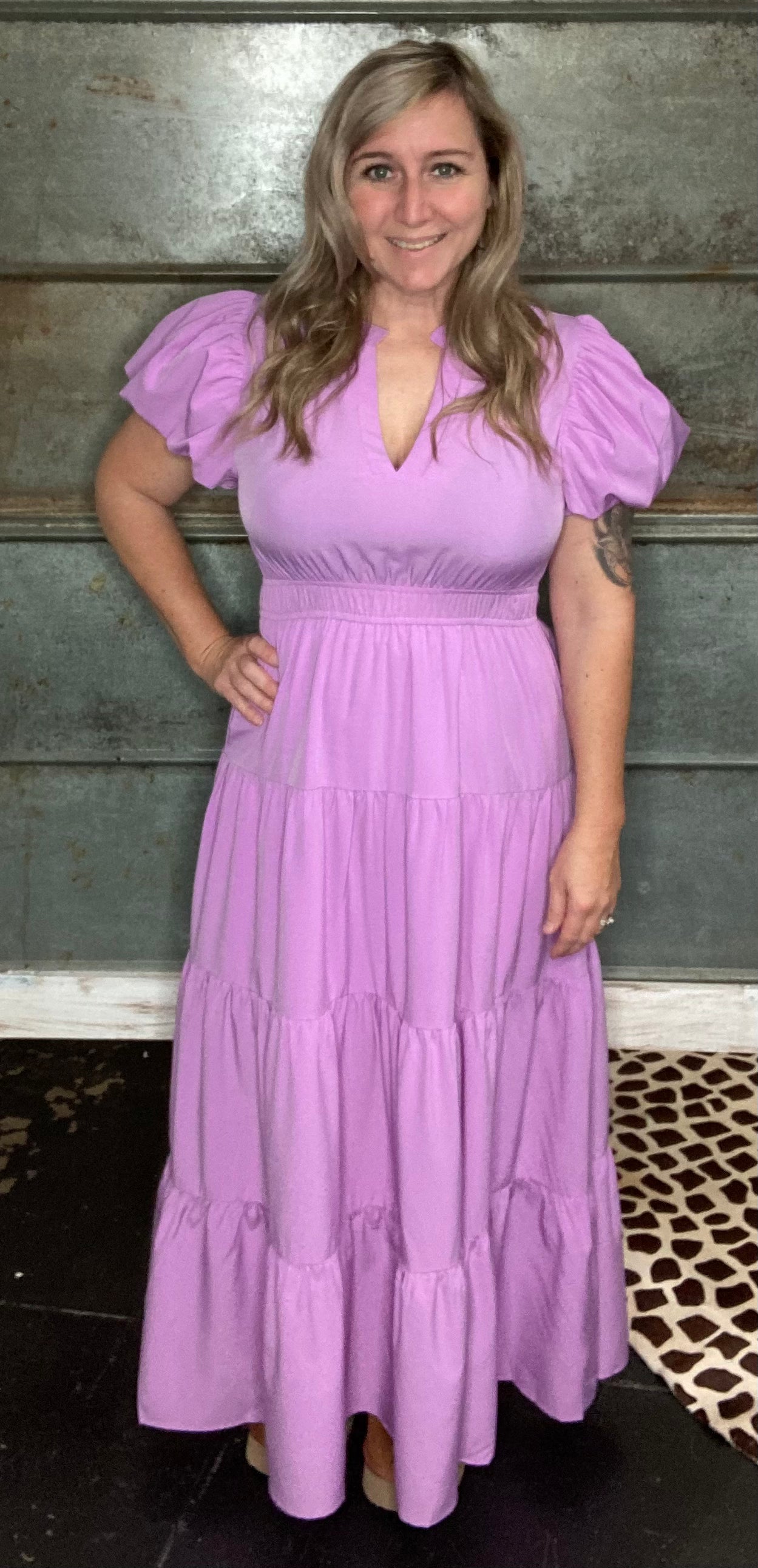 Lavender tiered maxi Dress