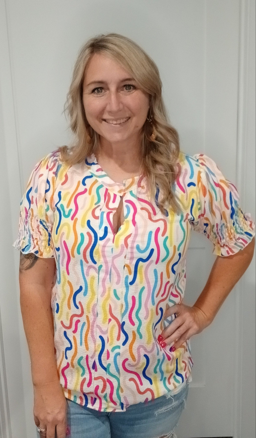 Multi Printed Bubble Pop Top