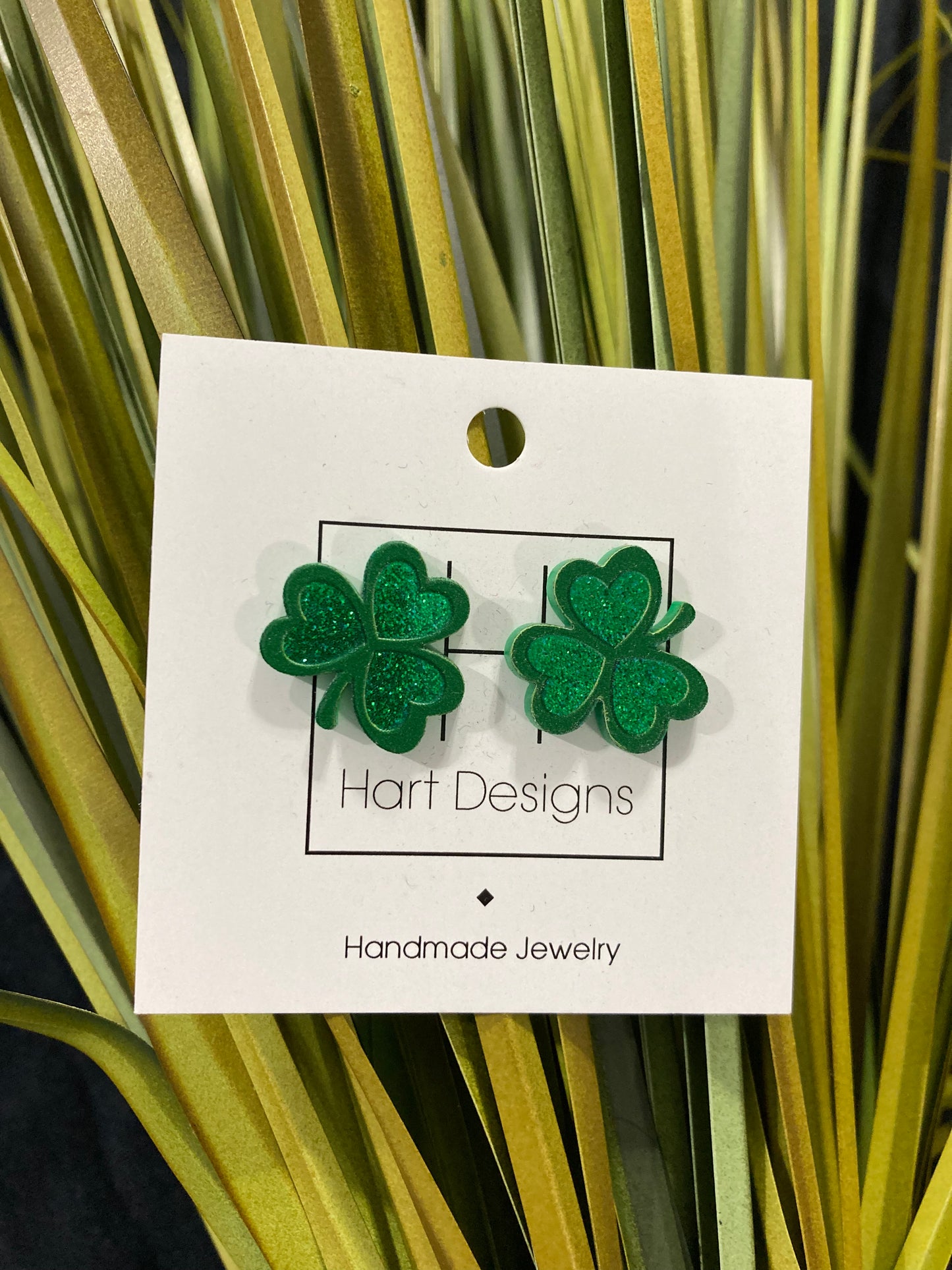 Green Shamrock Studs