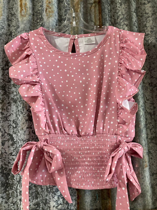 Girls Pink Top with Spot Print