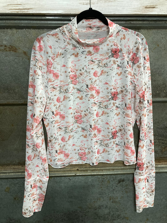 Floral Mesh Long Sleeve Top