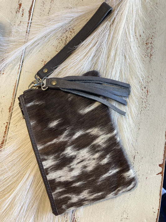 Classic Cowhide Wristlet Pouch